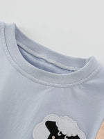 Children's Sheep Color Block Tee and Shorts Set