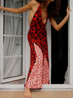 Backless Halter Neck Polka Dot Maxi Dress