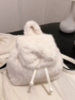 Fuzzy Plush Drawstring Backpack Bag