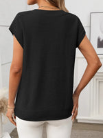 Cable-Knit V-Neck Short Sleeve Knit Top
