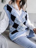Plaid V-Neck Sweater Vest