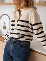 Striped Button-Front Sweater