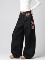 Embroidered Wide-Leg Jeans