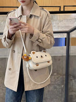Cartoon Bear Crossbody Bag with Plush Bear Charm