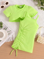 Children's Crop Top & Ruched Dress Set