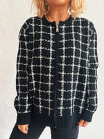 Plaid Pattern Zip Up Cardigan