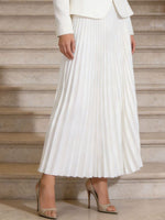 Button Up Long Sleeve Top and Pleated Skirt Set