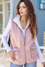 Quilted Sherpa-Lined Vest Coat