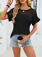 Lace-Trimmed Round Neck T-Shirt