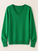 V-Neck Solid Color Sweater
