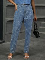 Pearl Detail Jeans with Pockets