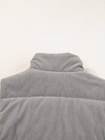 Corduroy Stand Neck Zipped Puffer Vest