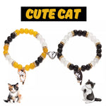 2 Piece Beaded Cat Charm Bracelet