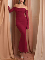 Off-Shoulder Ruched Mermaid Maxi Dress