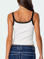 Lace Detail Contrast Trim Cami