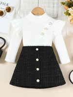 Children's Ruffle Sleeve Top & Tweed Skirt Set