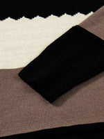 Color Block Crew Neck Drop Shoulder Sweater