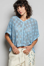 POL Crochet Lace Short Sleeve Top