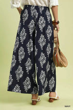 Umgee Abstract Print Wide Leg Pants