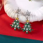 Christmas Tree Snowflake Dangle Earrings