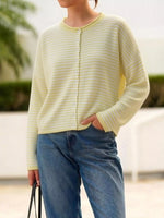 Button-Down Striped Knit Cardigan