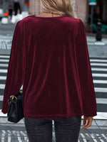 Full Size Velvet Cowl Neck Blouse Plus Size
