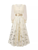Butterfly Print Puff Sleeve Dress