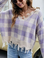 Frayed Hem Long Sleeve Sweater
