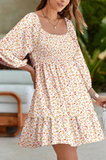 Floral Print Smocked Mini Dress