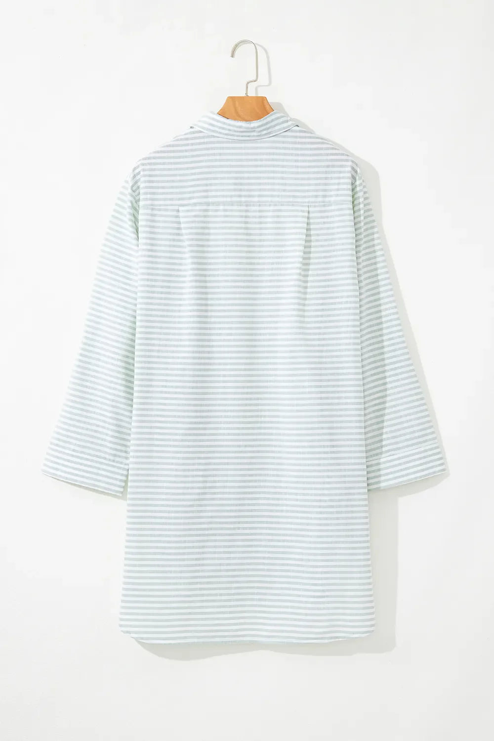 Striped Johnny Collar Long Sleeve Mini Shirt Dress