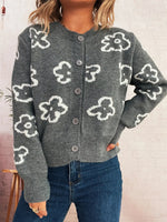 Floral Pattern Button-Up Cardigan