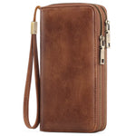 Vintage Style Double Zipper Leather Wallet