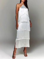 Fringe Halter Neck Maxi Dress