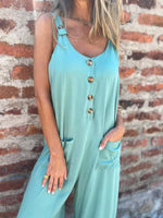 Full Size Button-Front Wide Leg Jumpsuit Plus Size