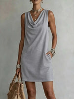 Full Size Sleeveless Cowl Neck Mini Dress Plus Size