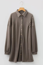 Waffle Knit Shirt Tunic Dress