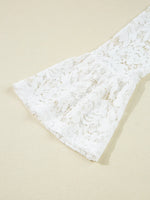 Lace Crochet Bell Sleeve Mock Neck Blouse