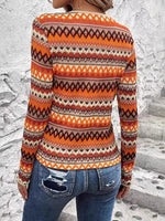 Bohemian Geometric Pattern Long Sleeve T-Shirt