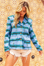 BiBi Flap Pockets Brushed Vintage Plaid Jacket