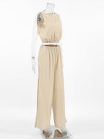 Sleeveless Crop Top and Slit Pants Set