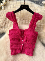 Textured Crop Top and Tiered Skirt Set
