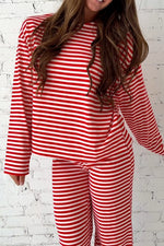 Striped Round Neck Top and Pants Set