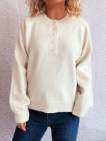 Button-Front Long Sleeve Sweater