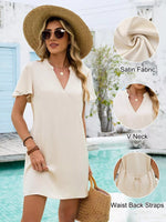 Notched Flutter Sleeve Mini Dress