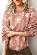 Western Graphic Round Neck Sweater