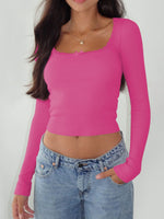 Lace Detail Long Sleeve Crop T-Shirt