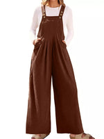 Front Ruched Wide Leg Jumpsuit with Pockets