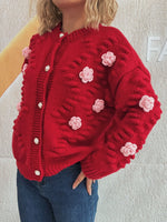 Flower Button Up Long Sleeve Cardigan