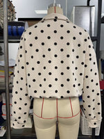 Polka Dot Half Zip Cropped Sweatshirt