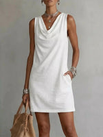 Full Size Sleeveless Cowl Neck Mini Dress Plus Size